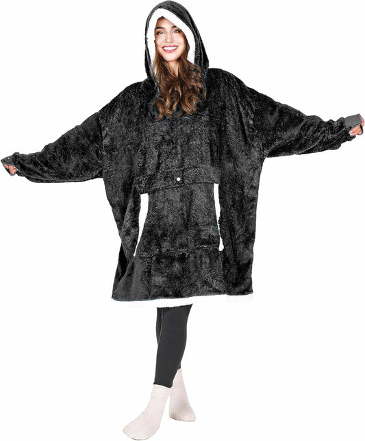 Oversized Blanket Hoodie, Wearable Fluffy Sherpa Blanket, Lightweight Cozy Sweatshirt Blanket Gift for Adult Women Men
